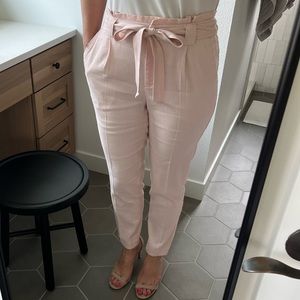 Express Pink Linen High Waisted Ankle Pants